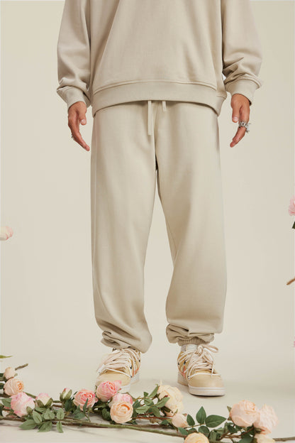 440GSM Men’s Relaxed Fit Loopback Terry Jogger Pants Milk Tea White