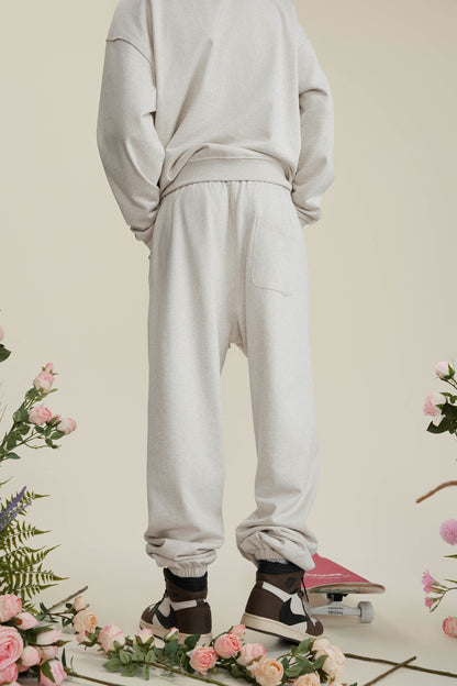 440GSM Men’s Relaxed Fit Loopback Terry Jogger Pants Oatmeal Grey