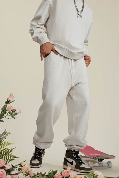 440GSM Men’s Relaxed Fit Loopback Terry Jogger Pants Oatmeal Grey