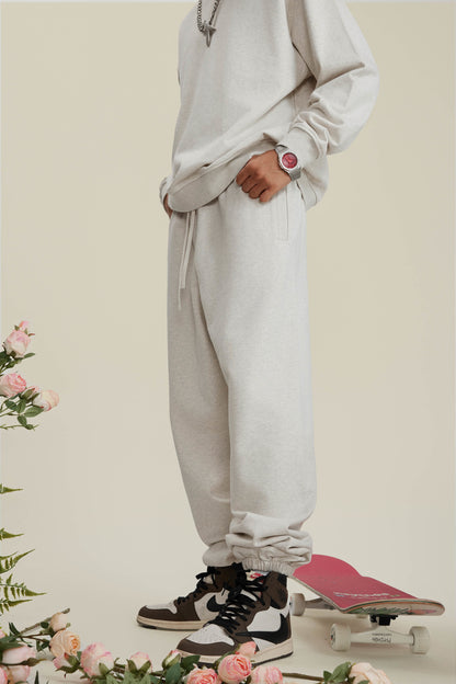 440GSM Men’s Relaxed Fit Loopback Terry Jogger Pants Oatmeal Grey