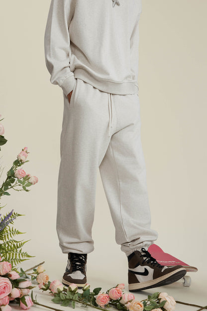 440GSM Men’s Relaxed Fit Loopback Terry Jogger Pants Oatmeal Grey
