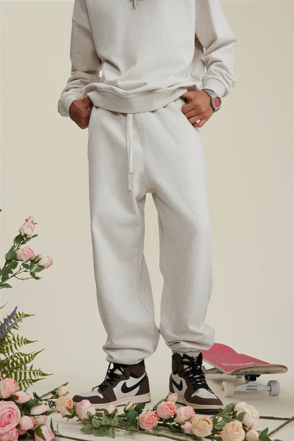 440GSM Men’s Relaxed Fit Loopback Terry Jogger Pants Oatmeal Grey