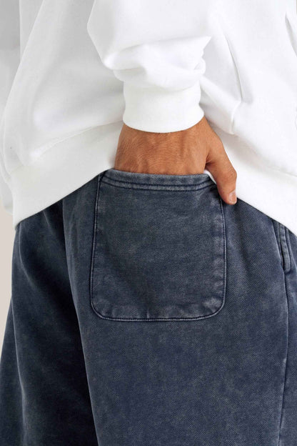 400GSM Men's Heavyweight Snow-Washed Ribbed-Cuff Jogger Pants
