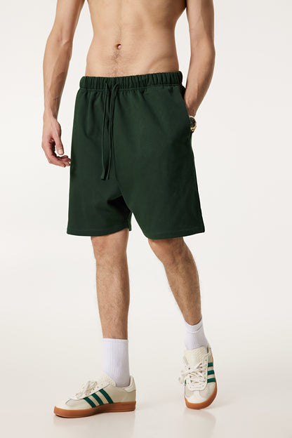 440GSM Unisex Heavyweight Invisible-Zipper Shorts Forest Green