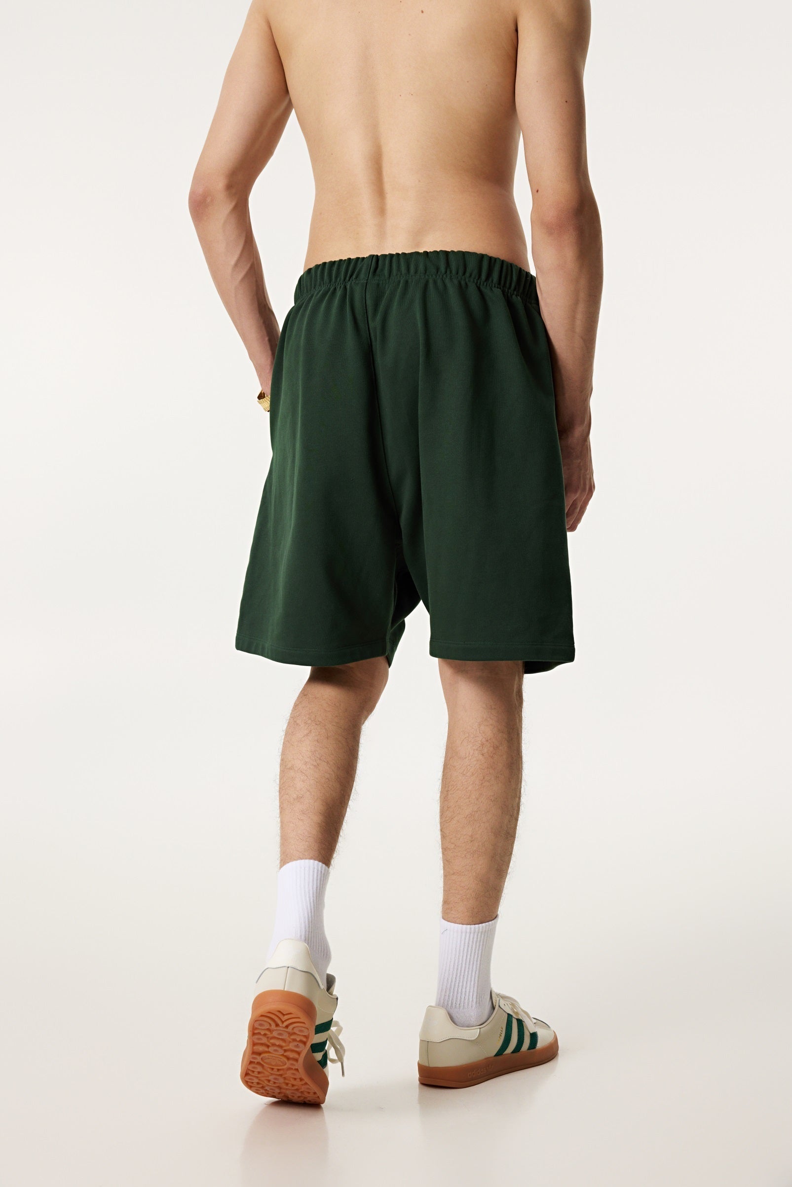440GSM Unisex Heavyweight Invisible-Zipper Shorts Forest Green