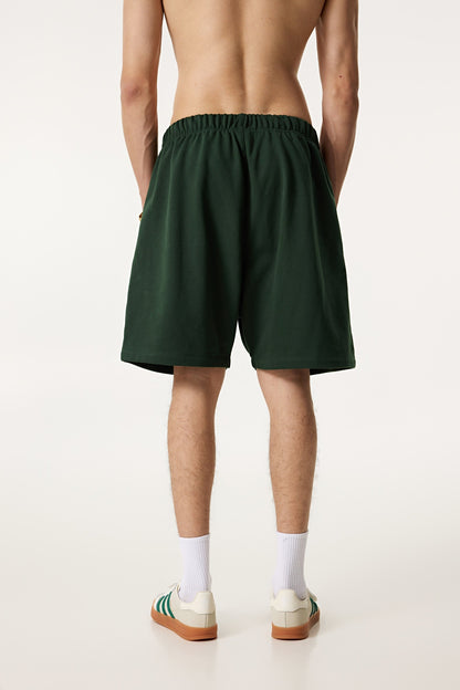 440GSM Unisex Heavyweight Invisible-Zipper Shorts Forest Green