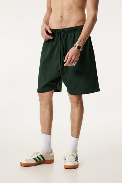 440GSM Unisex Heavyweight Invisible-Zipper Shorts Forest Green