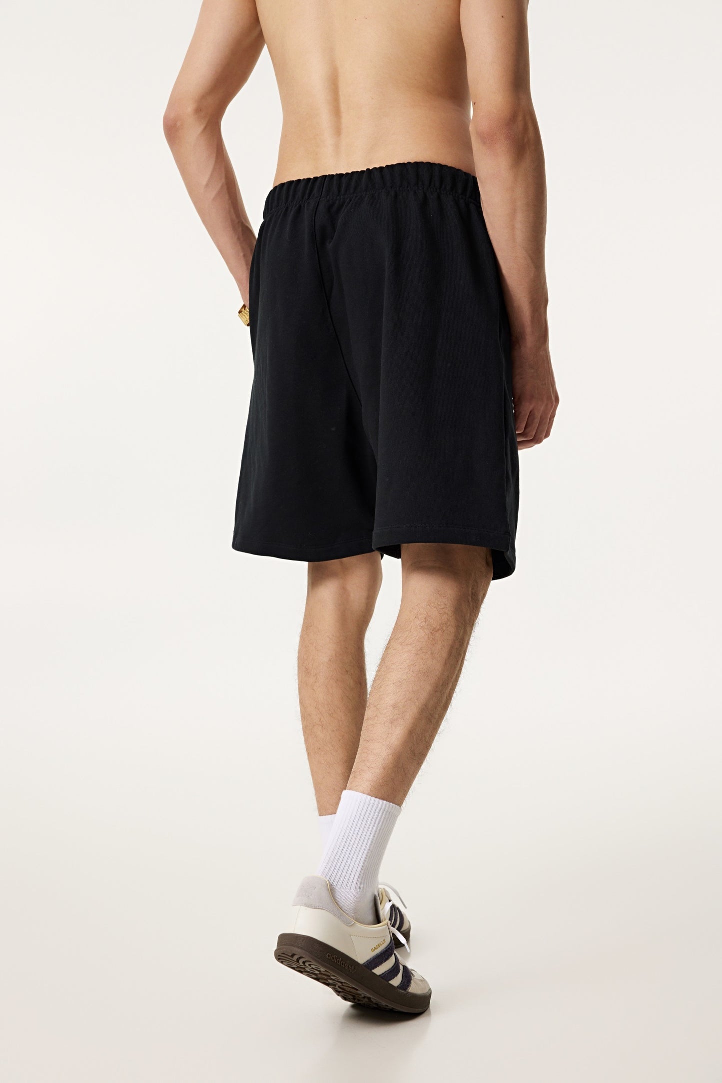 440GSM Unisex Heavyweight Invisible-Zipper Shorts Black