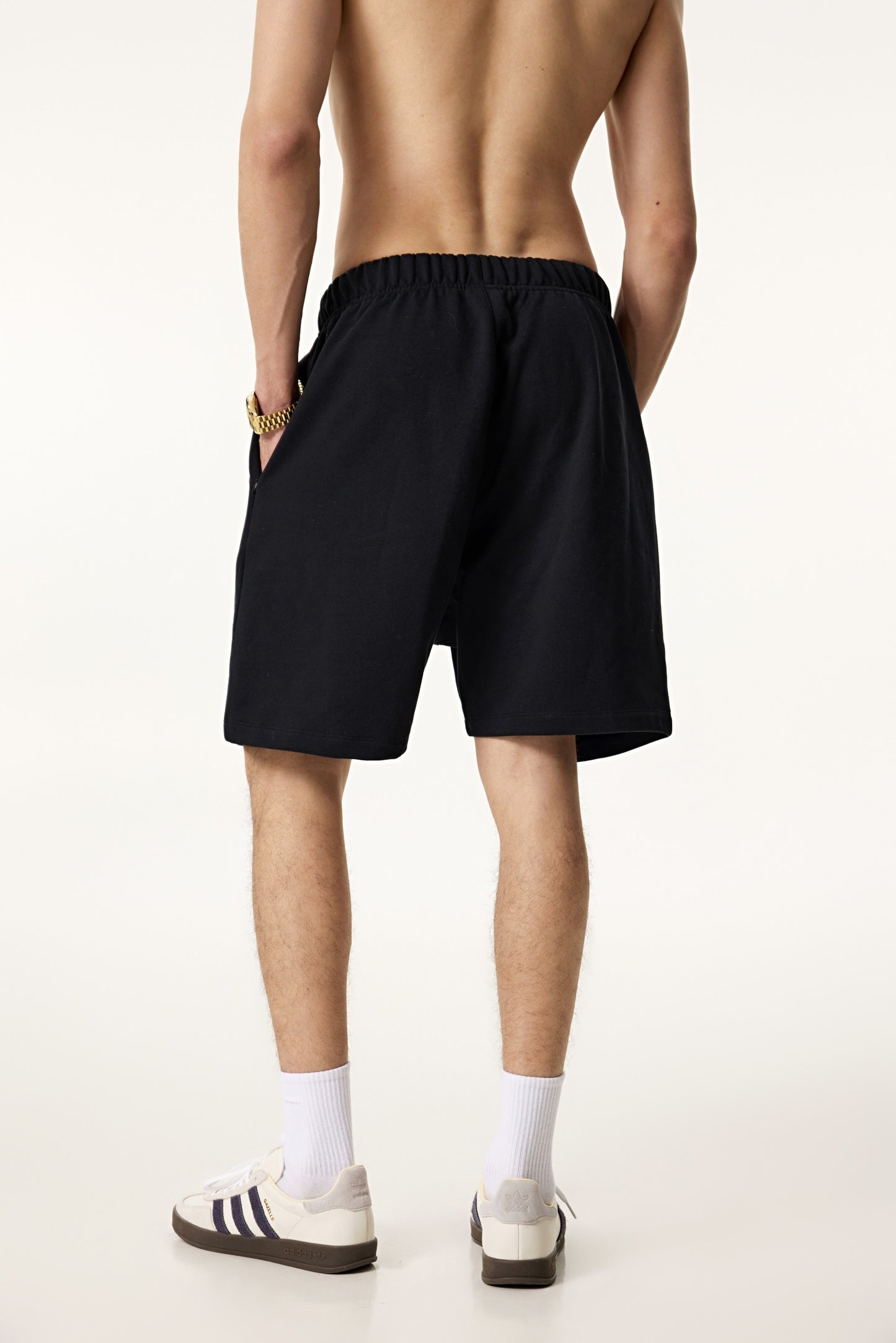 440GSM Unisex Heavyweight Invisible-Zipper Shorts Black