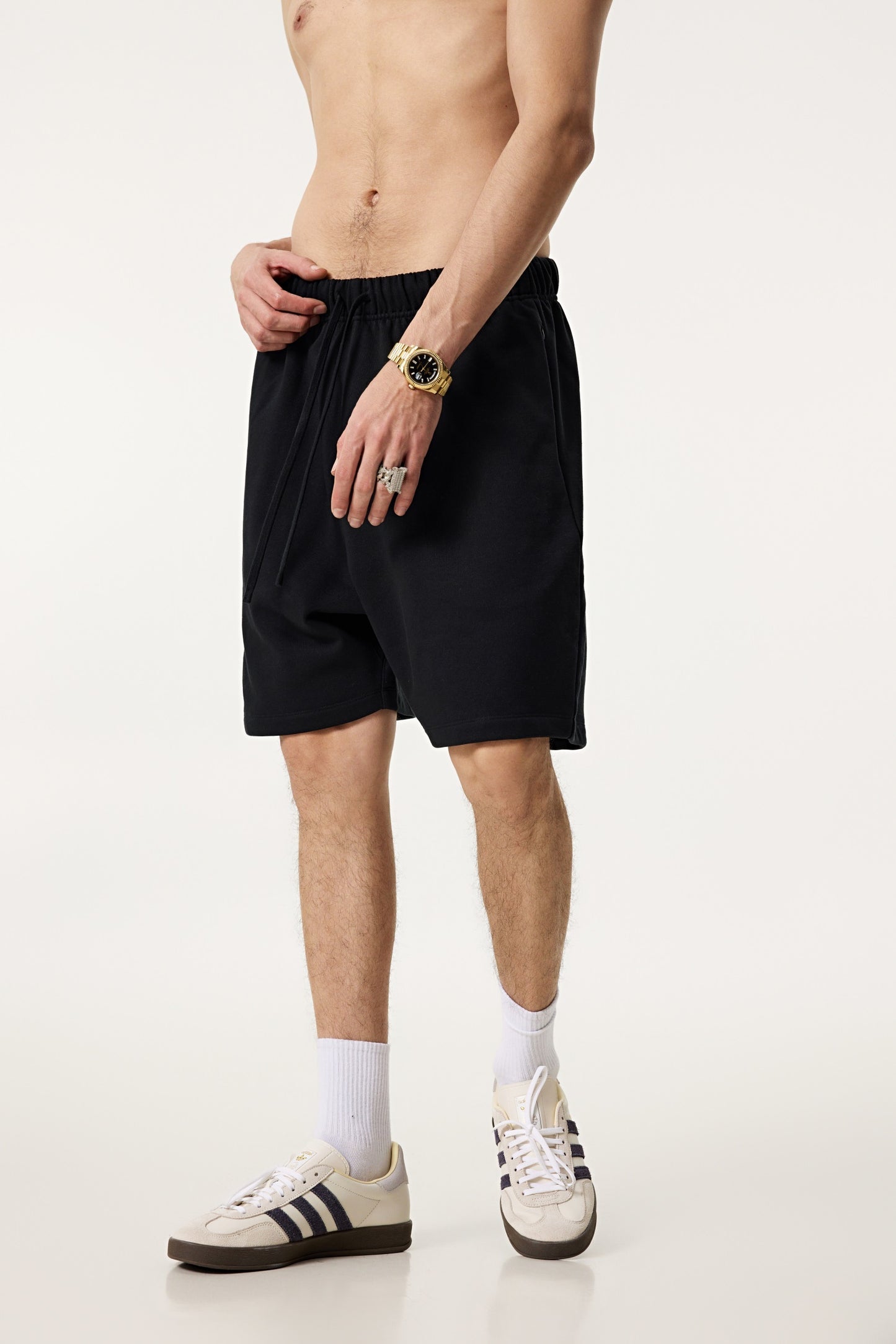 440GSM Unisex Heavyweight Invisible-Zipper Shorts Black