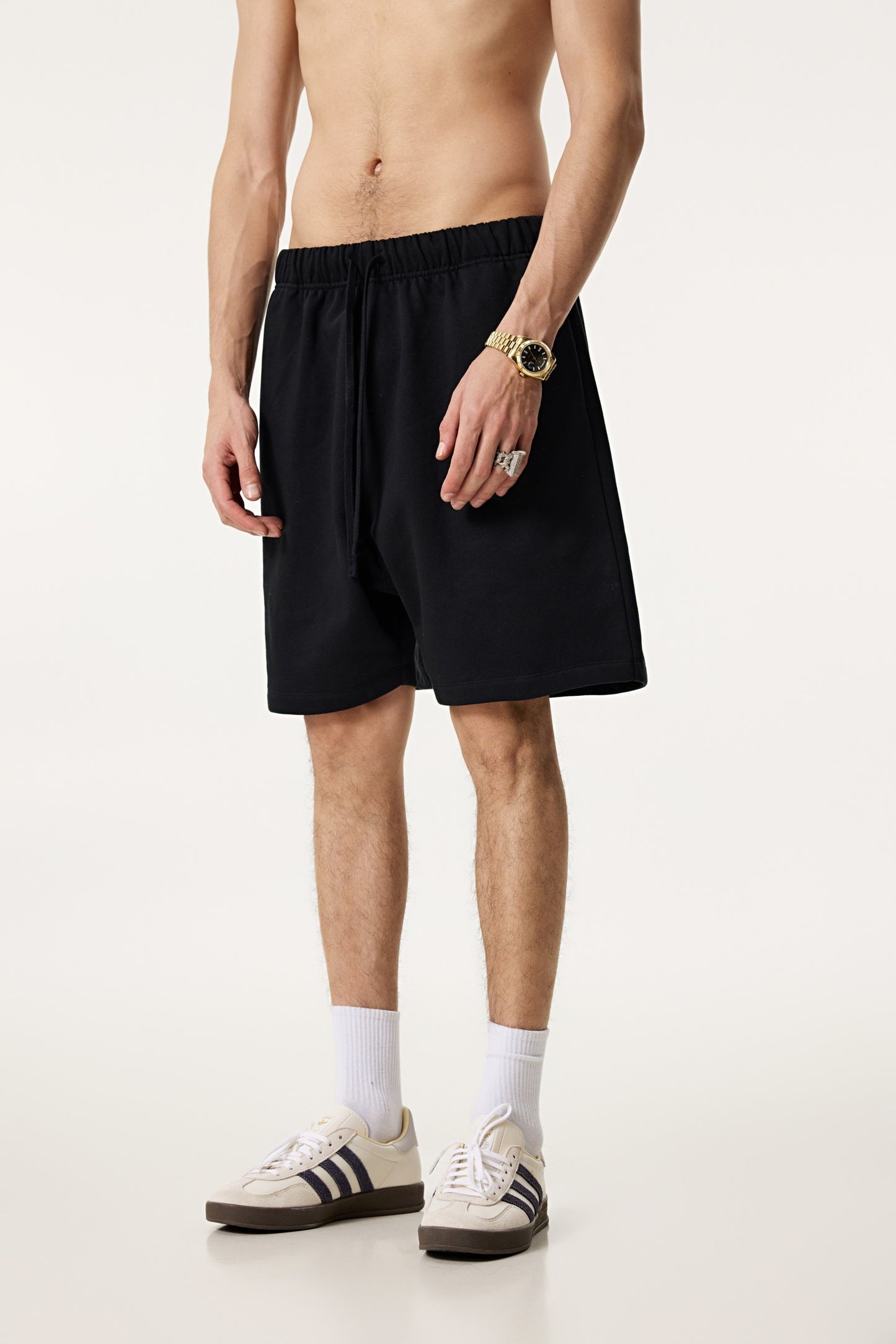 440GSM Unisex Heavyweight Invisible-Zipper Shorts Black