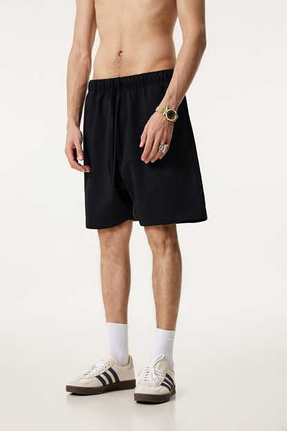 440GSM Unisex Heavyweight Invisible-Zipper Shorts Black