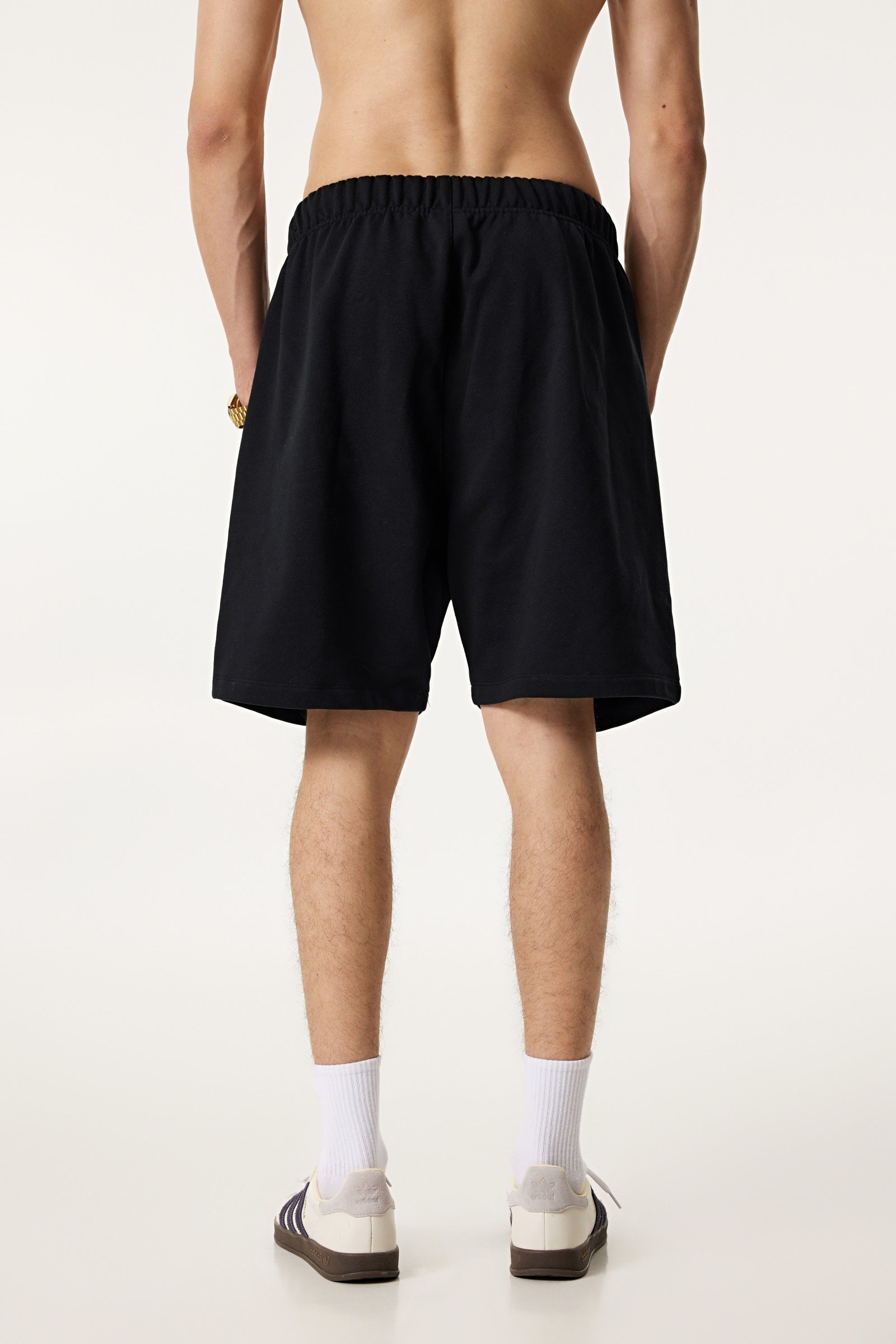 440GSM Unisex Heavyweight Invisible-Zipper Shorts Black