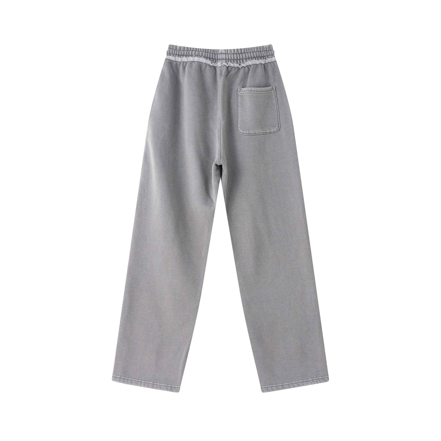 400GSM Men’s Raw-Edge Pigment-Wash Straight-Leg Pants