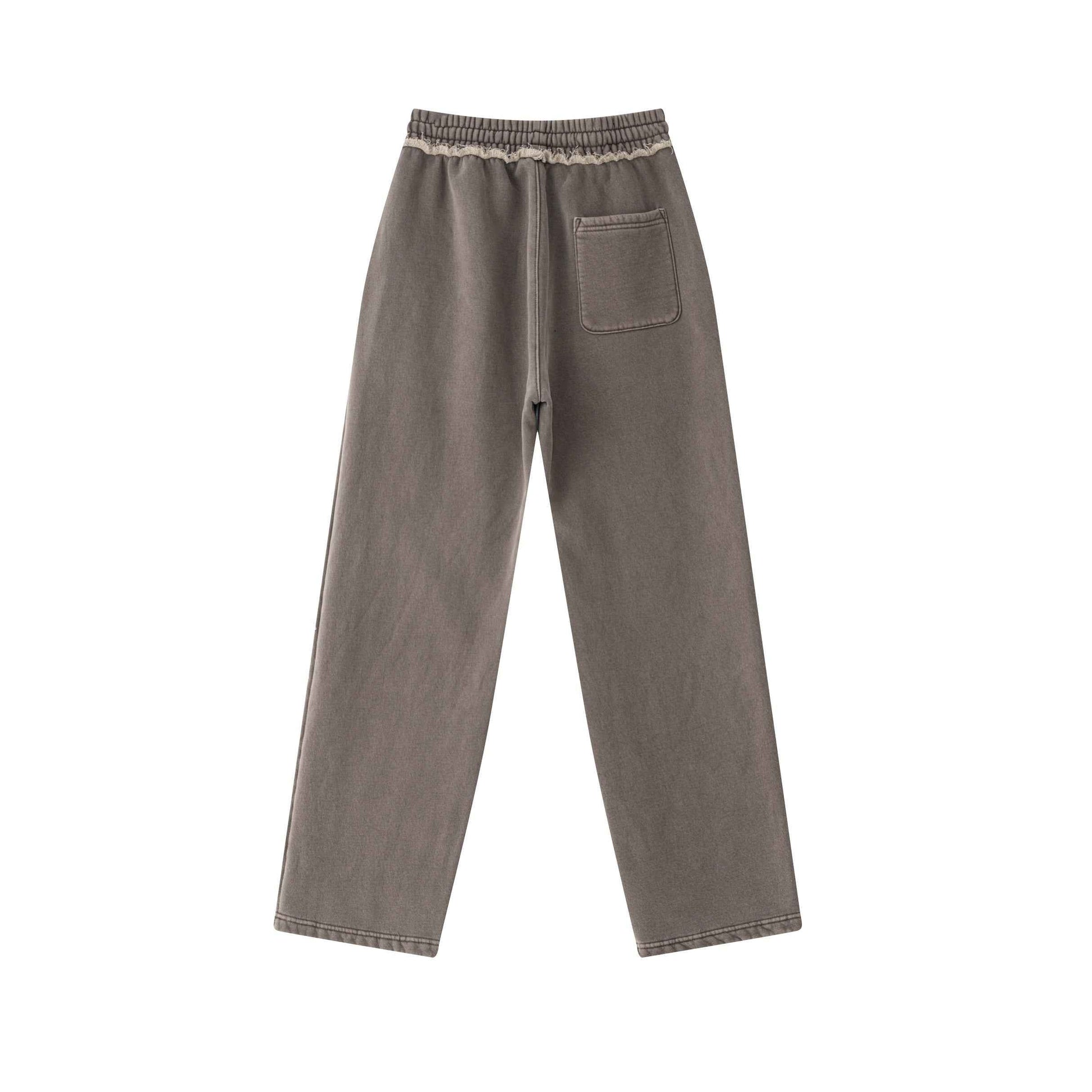 400GSM Men’s Raw-Edge Pigment-Wash Straight-Leg Pants