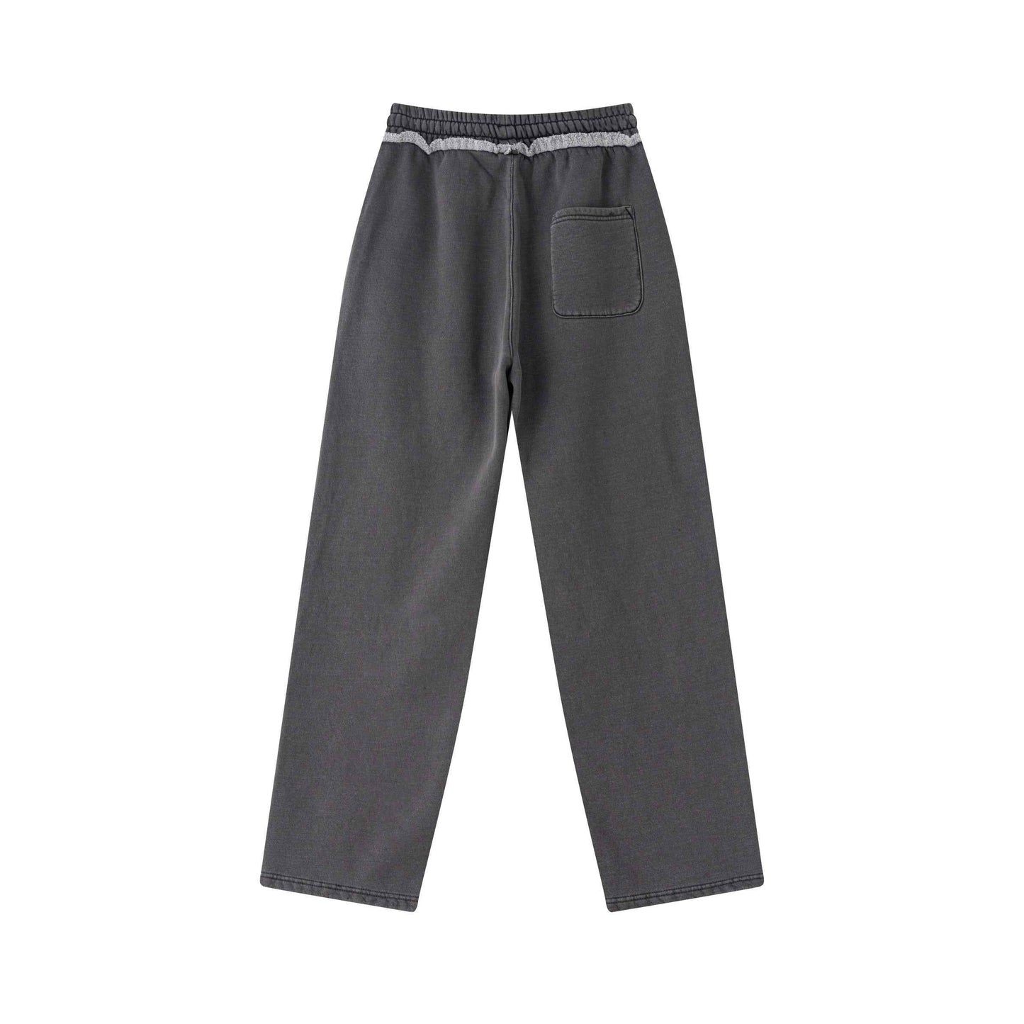400GSM Men’s Raw-Edge Pigment-Wash Straight-Leg Pants