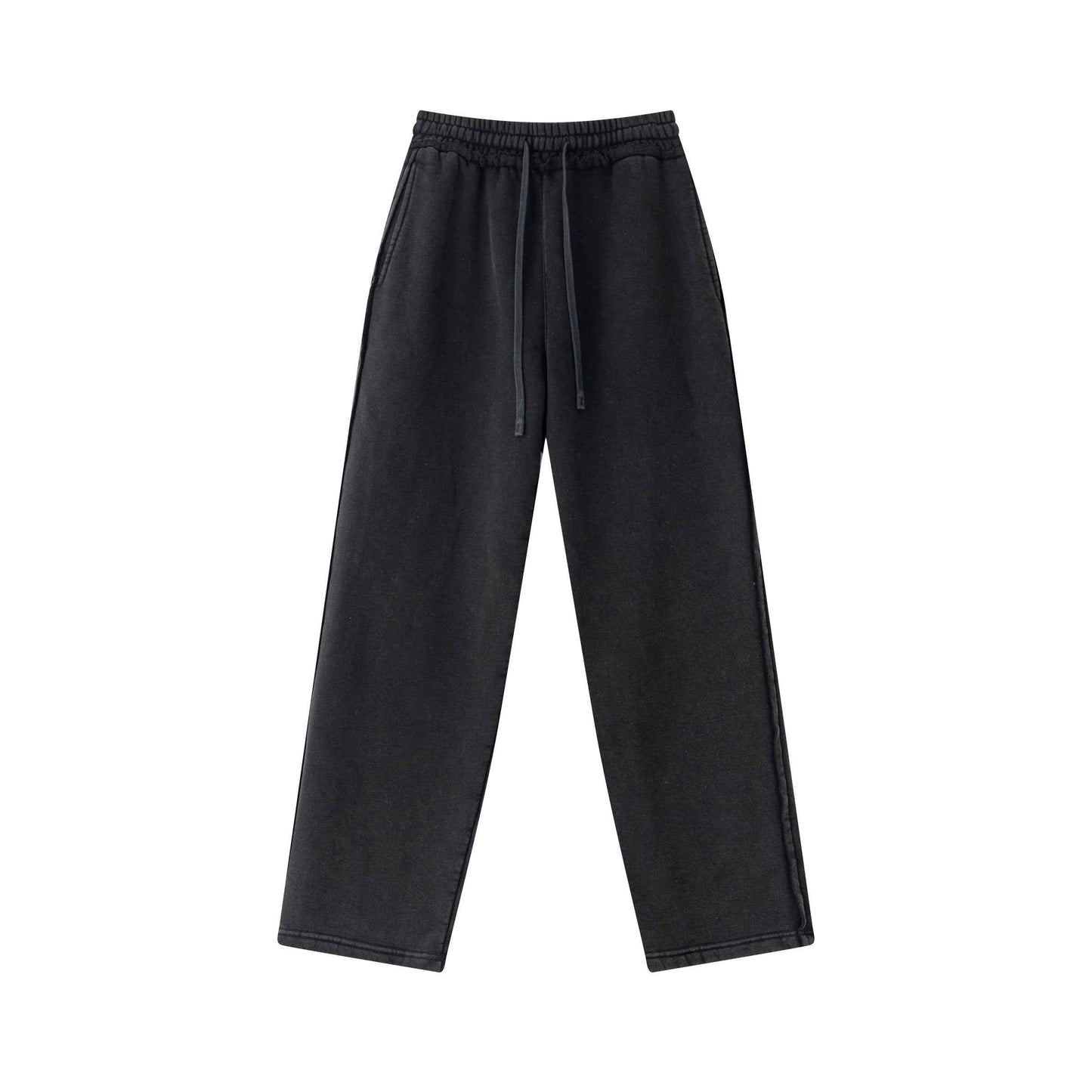 400GSM Men’s Raw-Edge Pigment-Wash Straight-Leg Pants