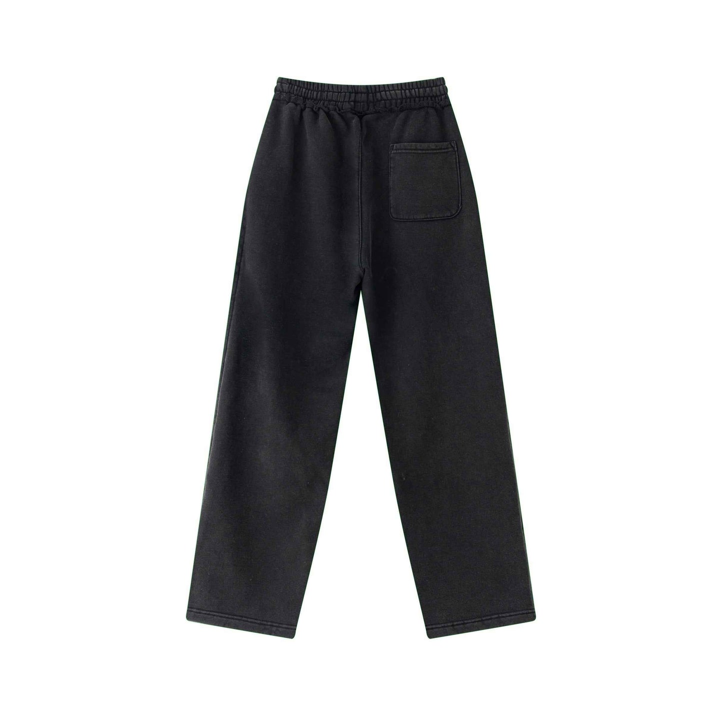 400GSM Men’s Raw-Edge Pigment-Wash Straight-Leg Pants
