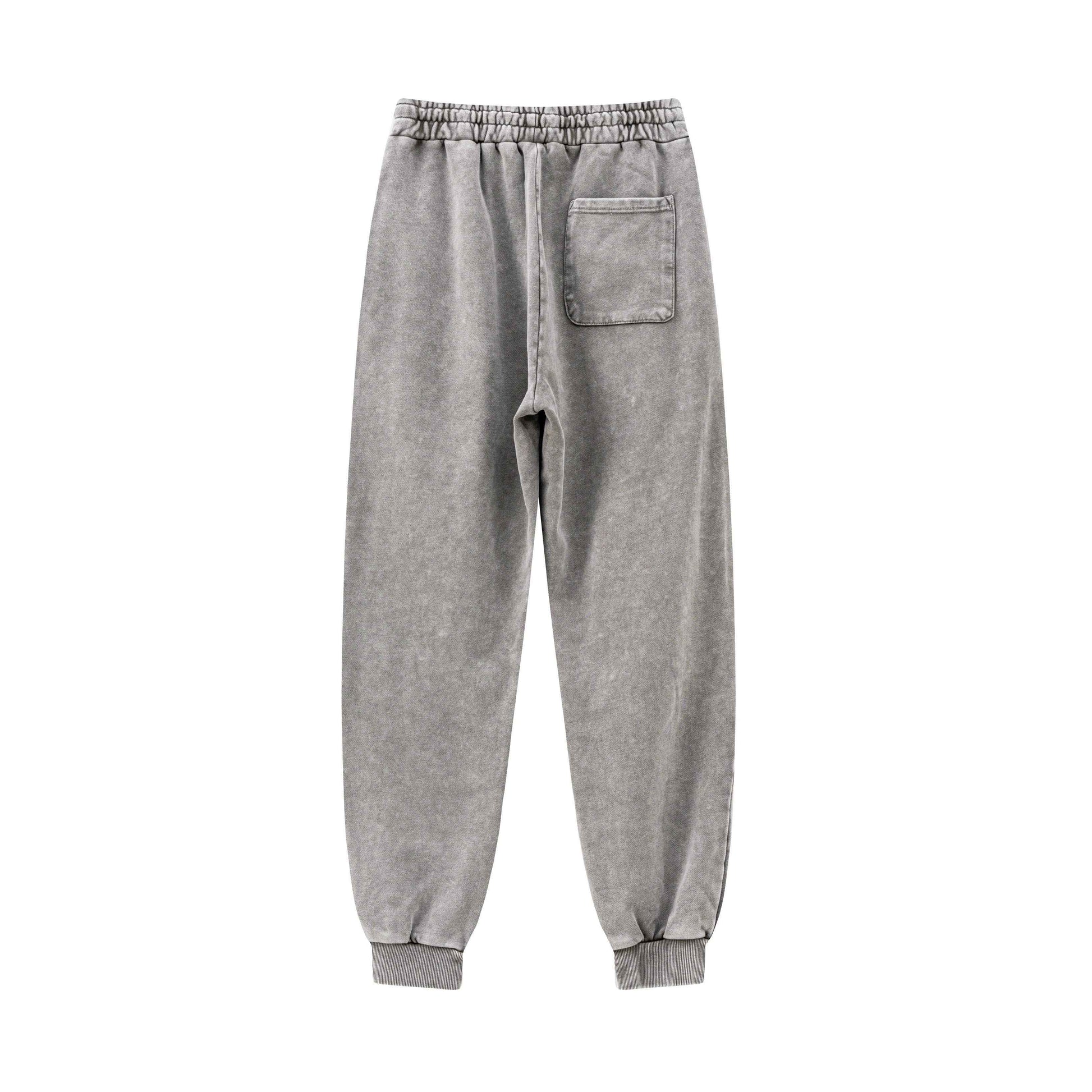 400GSM Men's Heavyweight Snow-Washed Ribbed-Cuff Jogger Pants