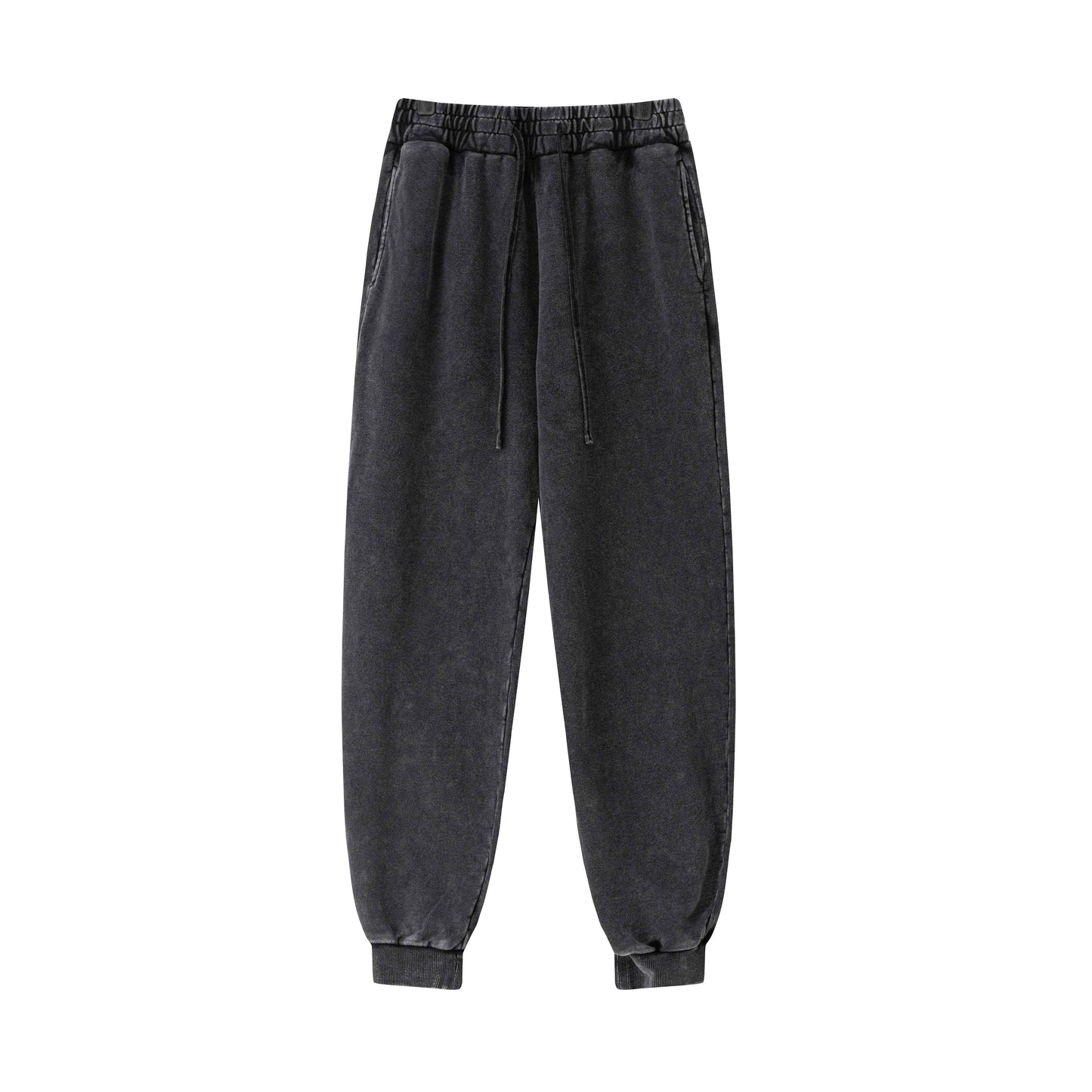 400GSM Men's Heavyweight Snow-Washed Ribbed-Cuff Jogger Pants
