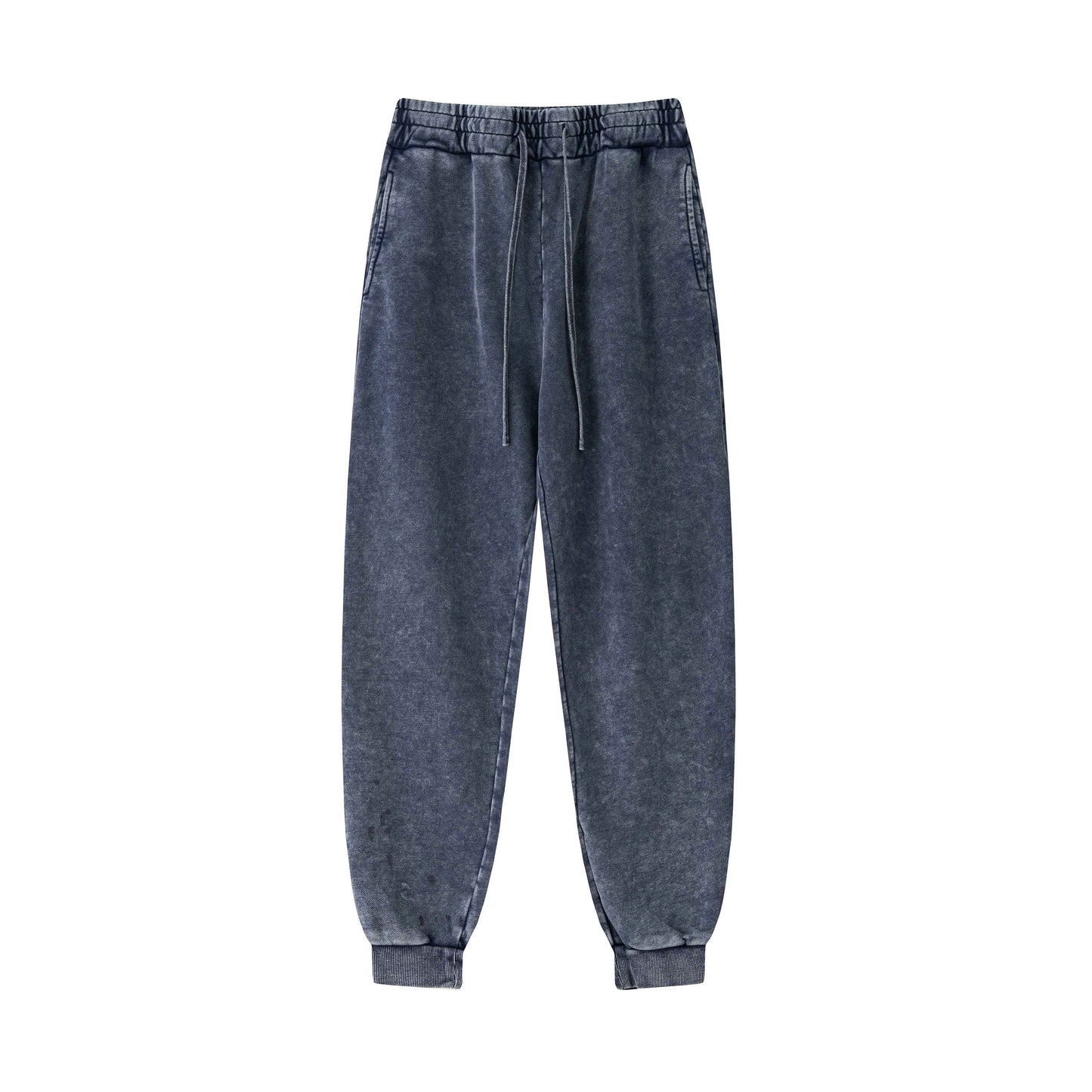 400GSM Men's Heavyweight Snow-Washed Ribbed-Cuff Jogger Pants