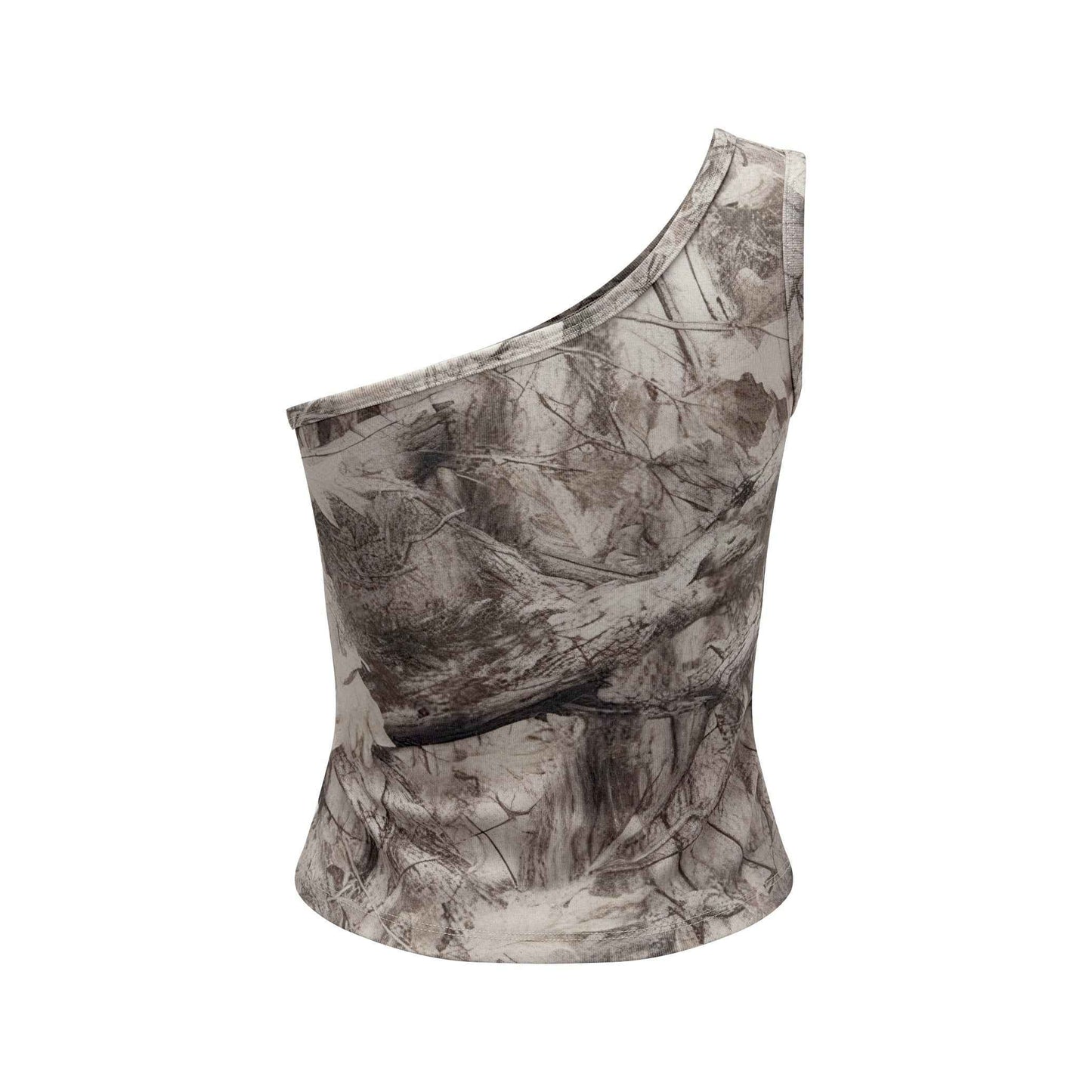 315GSM Women’s Asymmetrical Shoulder Camouflage Tank Top T-shirt