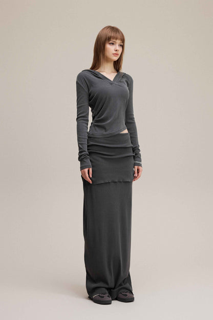 275GSM Women’s Slim-Fit Pigment-Wash Long-Sleeve Sweatshirt