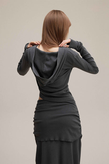 275GSM Women’s Slim-Fit Pigment-Wash Long-Sleeve Sweatshirt