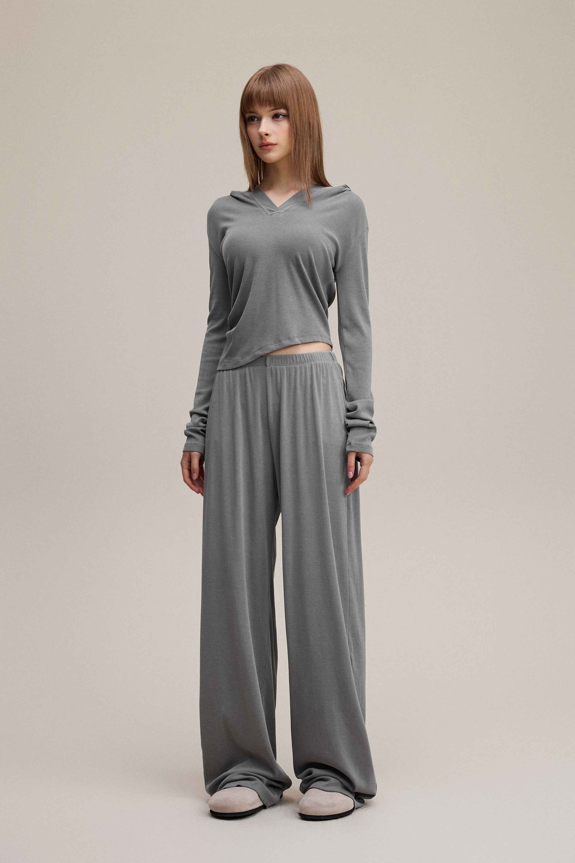 275GSM Women’s Slim-Fit Pigment-Wash Long-Sleeve Sweatshirt