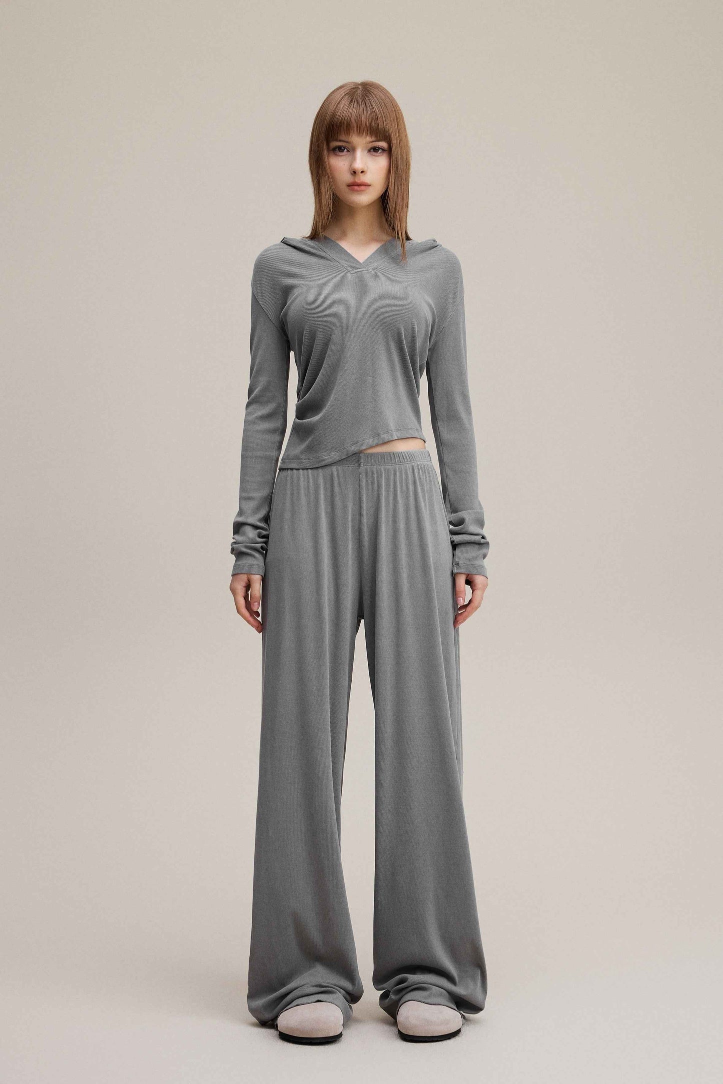 275GSM Women’s Slim-Fit Pigment-Wash Long-Sleeve Sweatshirt