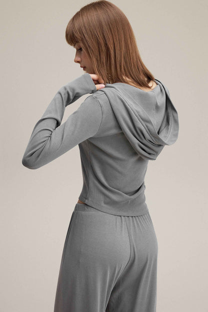275GSM Women’s Slim-Fit Pigment-Wash Long-Sleeve Sweatshirt