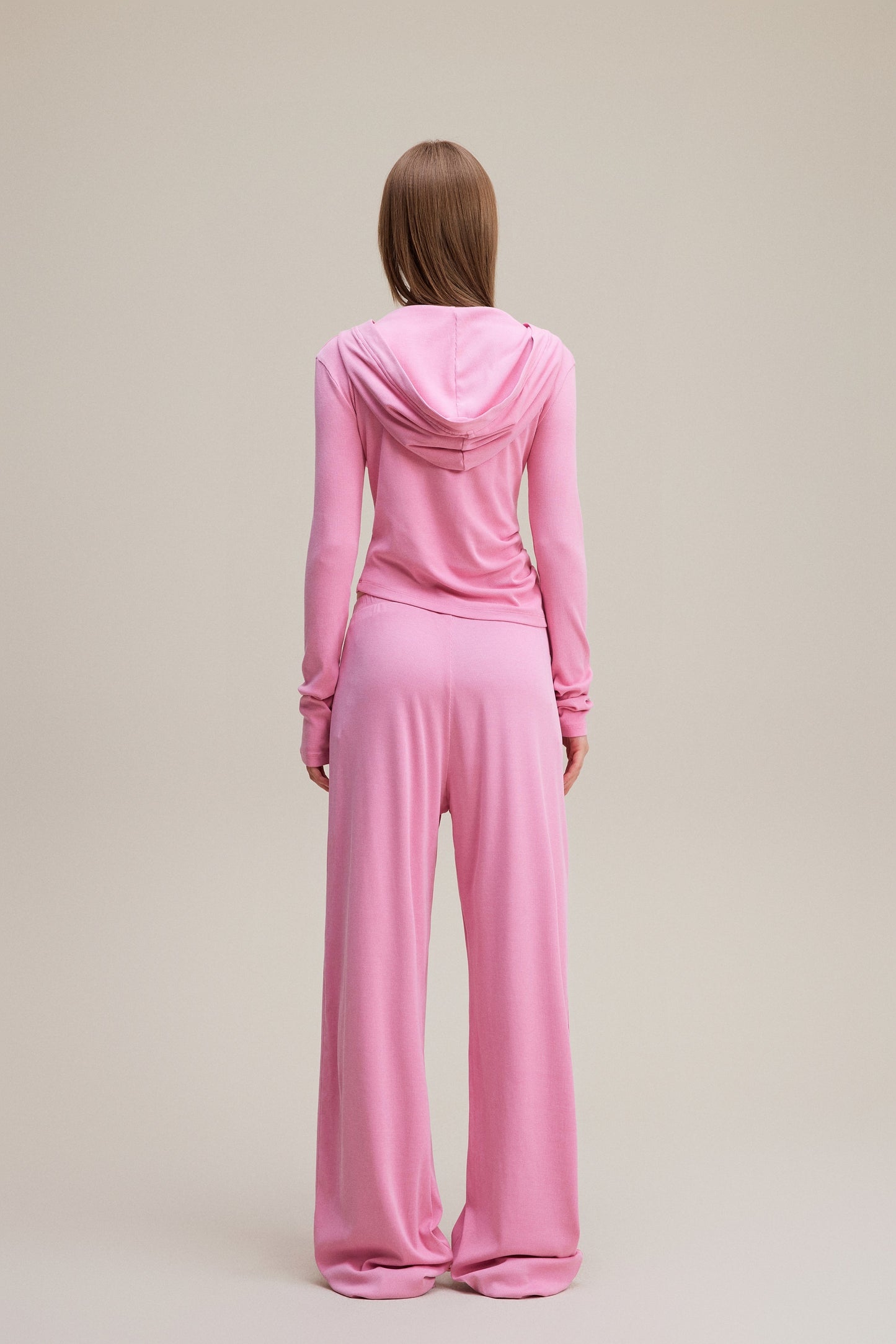 275GSM Women’s Slim-Fit Pigment-Wash Long-Sleeve Rose pink
