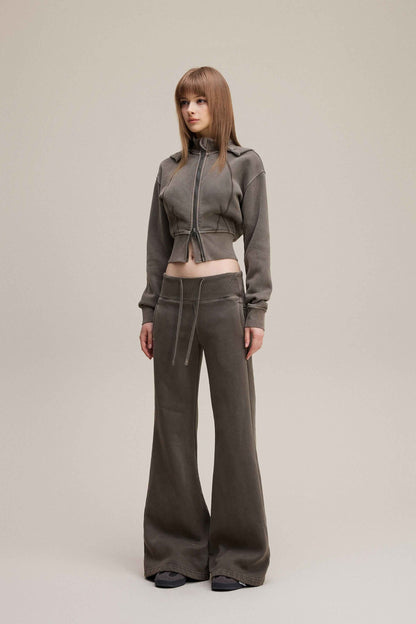 400GSM Women’s Outdoor Slim-Fit Pigment-Wash Sweatshirt