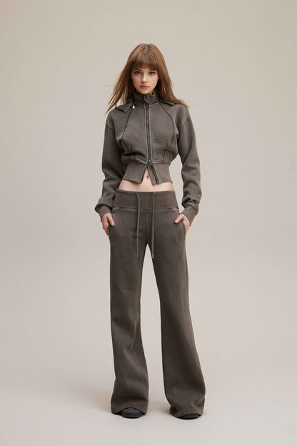 400GSM Women’s Outdoor Slim-Fit Pigment-Wash Sweatshirt