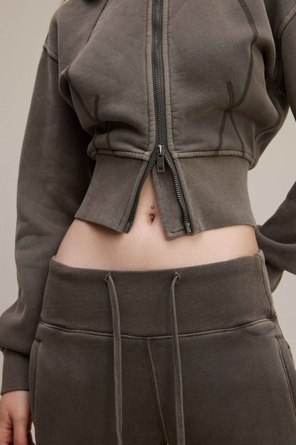 400GSM Women’s Outdoor Slim-Fit Pigment-Wash Sweatshirt