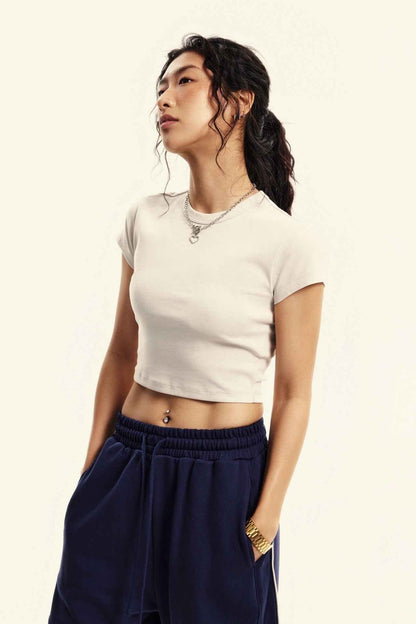 235GSM Women's Washed Stretch Cotton Slim T-shirt