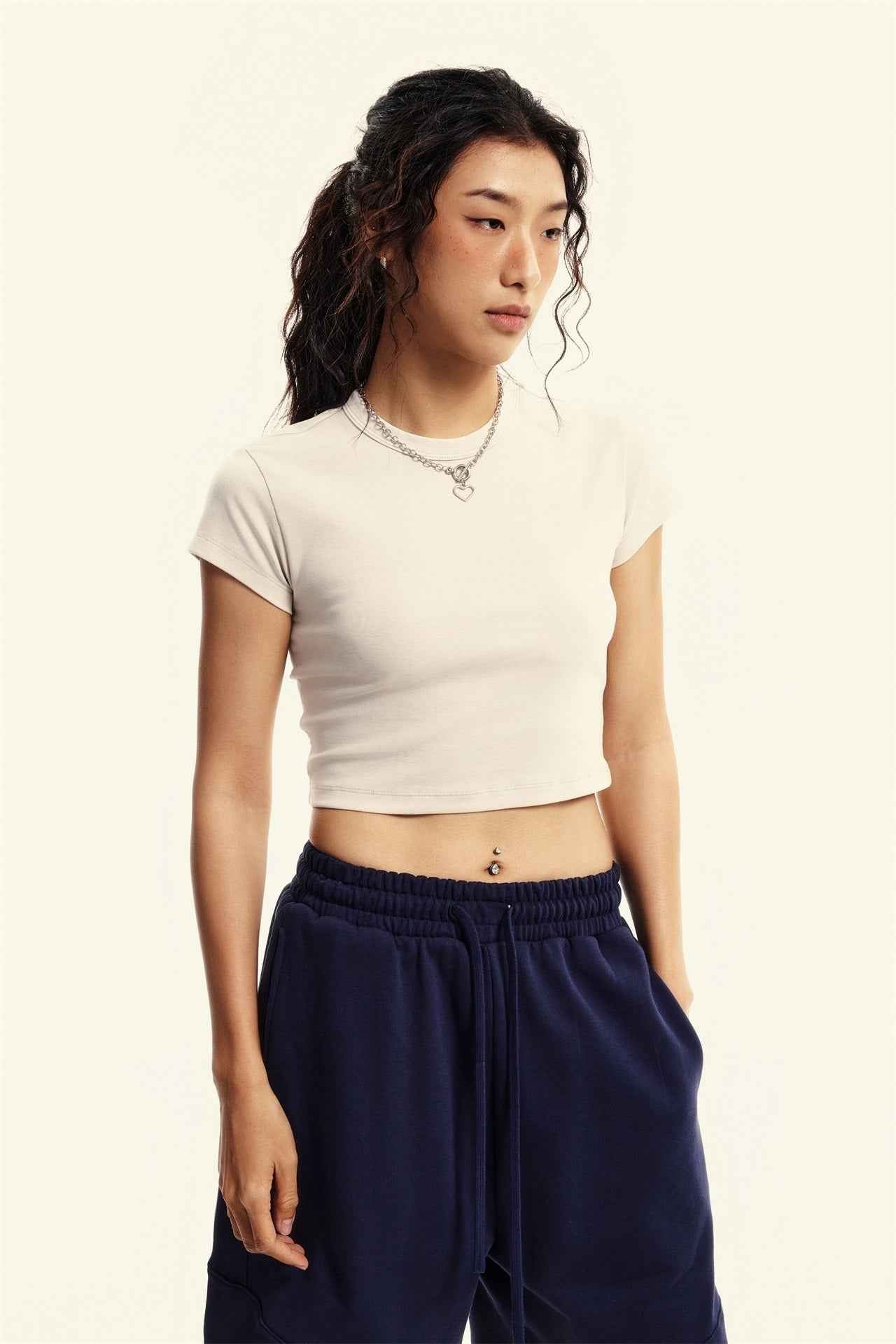 235GSM Women's Washed Stretch Cotton Slim T-shirt