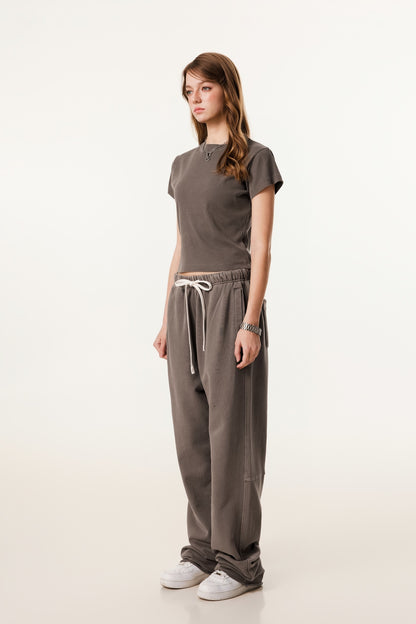 275GSM Women’s Figure-Flattering Straight Shoulder T-shirt Coffee 