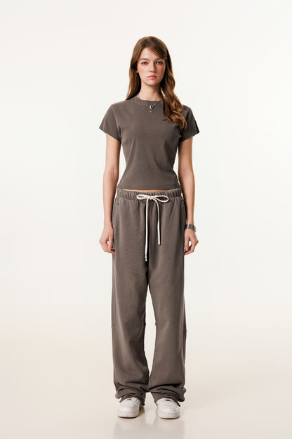 275GSM Women’s Figure-Flattering Straight Shoulder T-shirt Coffee 
