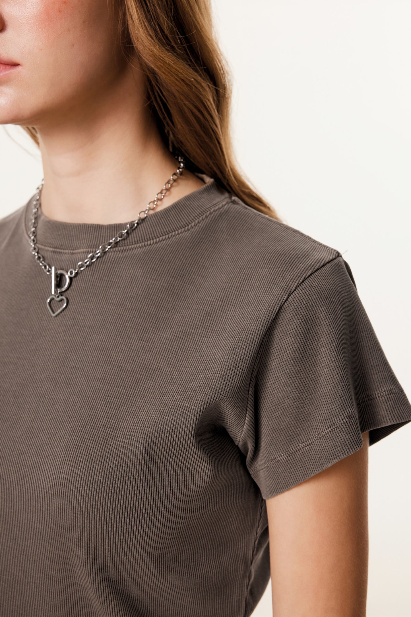 275GSM Women’s Figure-Flattering Straight Shoulder T-shirt Coffee 