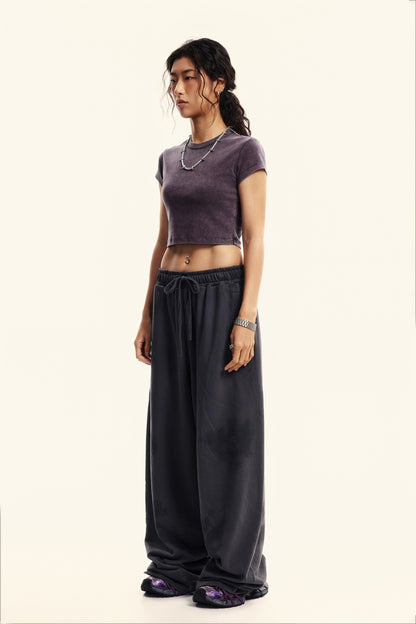 235GSM Women's Washed Stretch Cotton Slim T-shirt Grape Purple