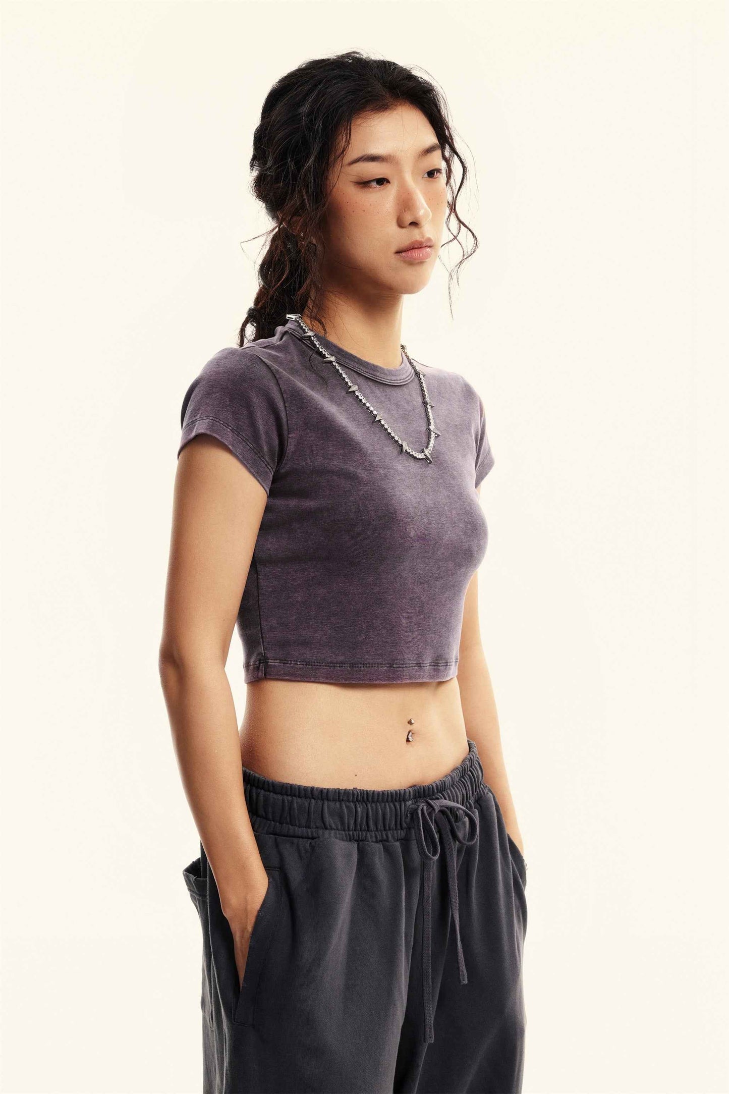 235GSM Women's Washed Stretch Cotton Slim T-shirt