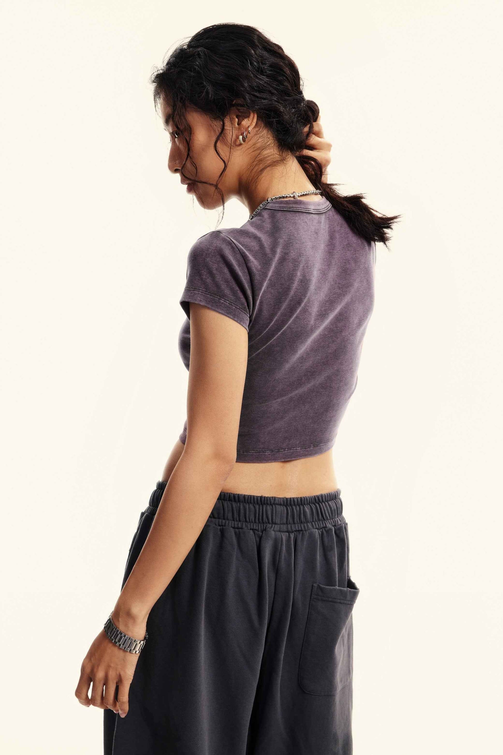 235GSM Women's Washed Stretch Cotton Slim T-shirt