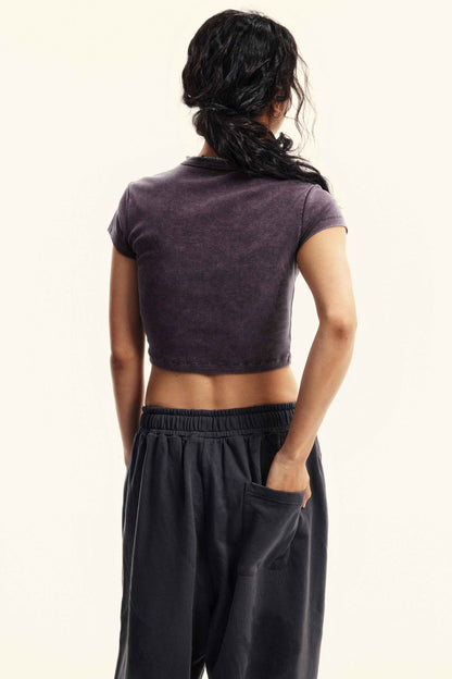 235GSM Women's Washed Stretch Cotton Slim T-shirt