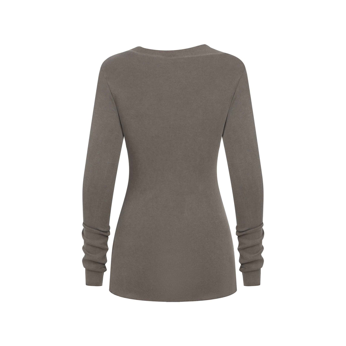 275GSM Women's Slim-Fit Asymmetrical Shoulder Pigment-Wash Long-Sleeve T-shirt