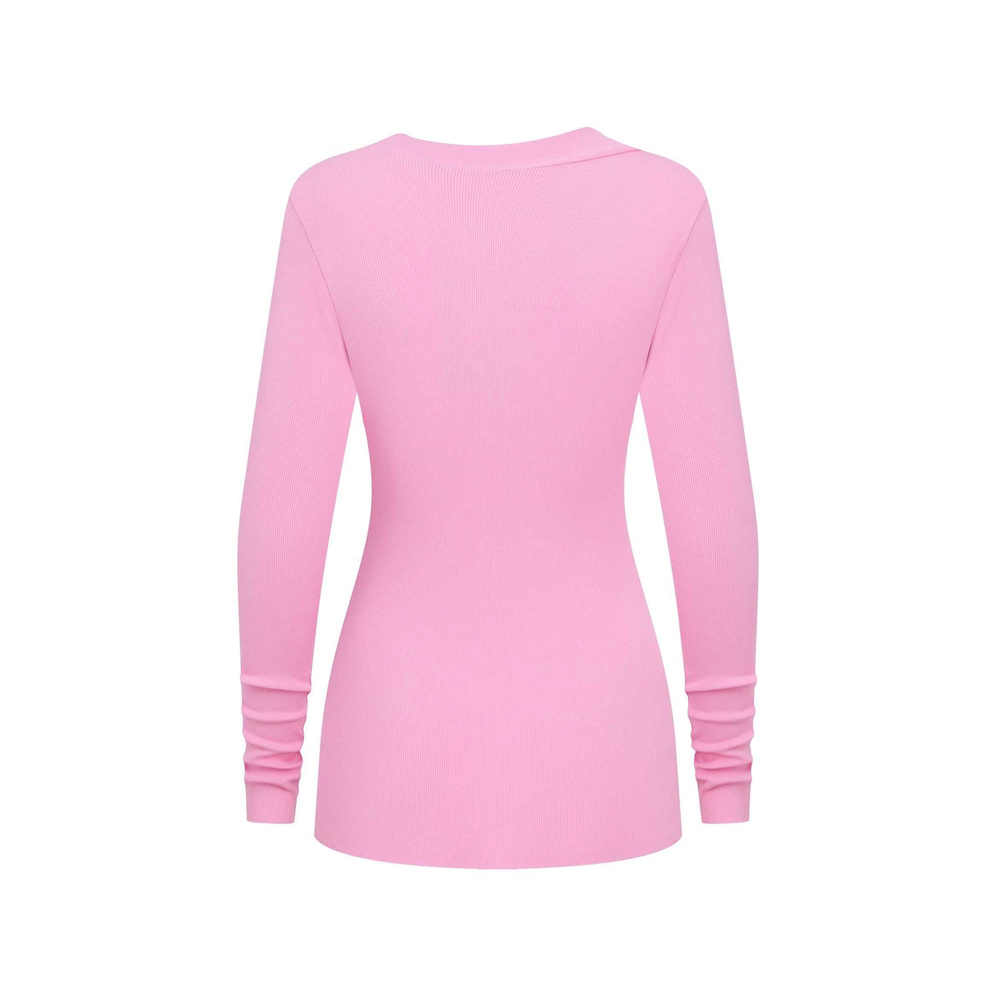 275GSM Women's Slim-Fit Asymmetrical Shoulder Pigment-Wash Long-Sleeve T-shirt