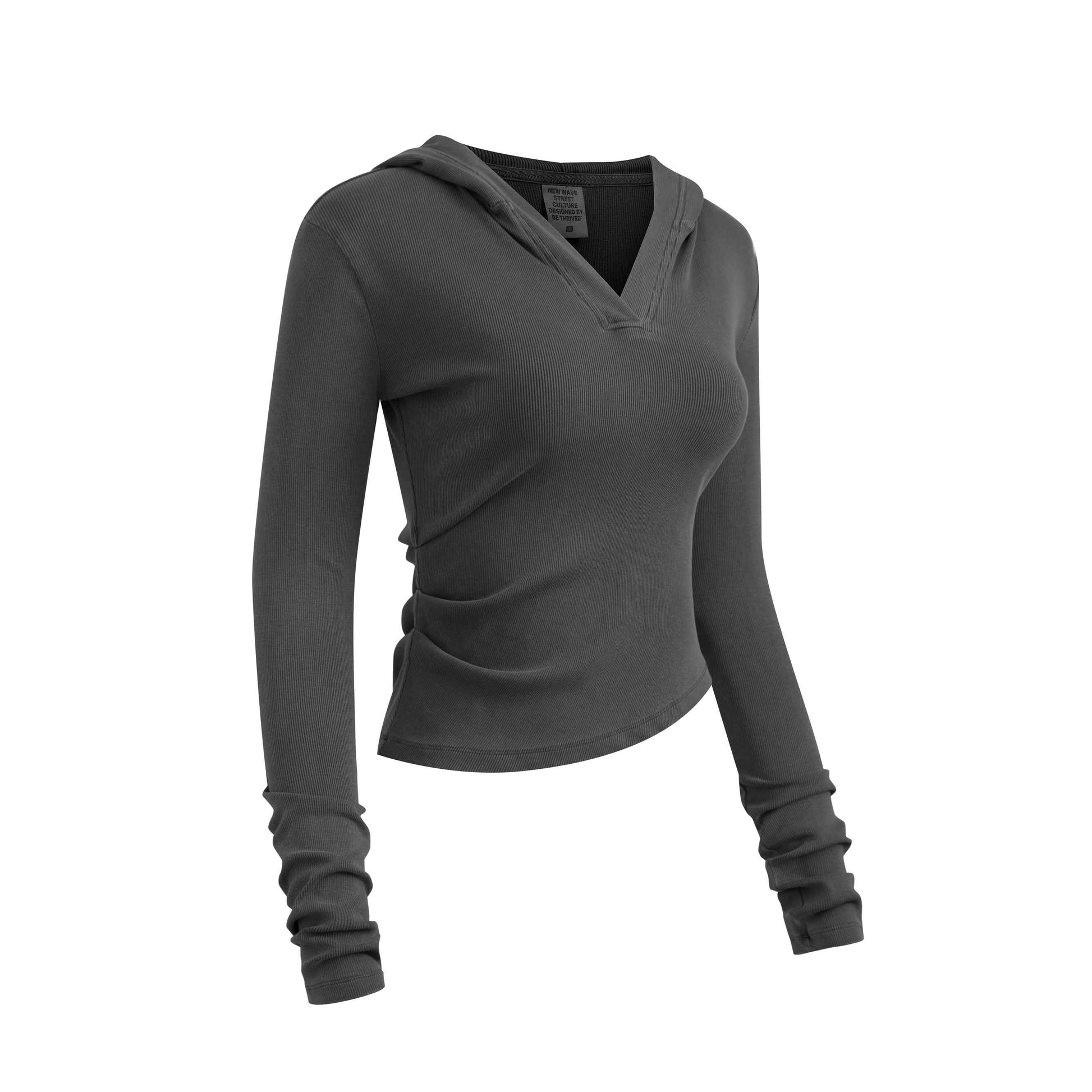 275GSM Women’s Slim-Fit Pigment-Wash Long-Sleeve Sweatshirt