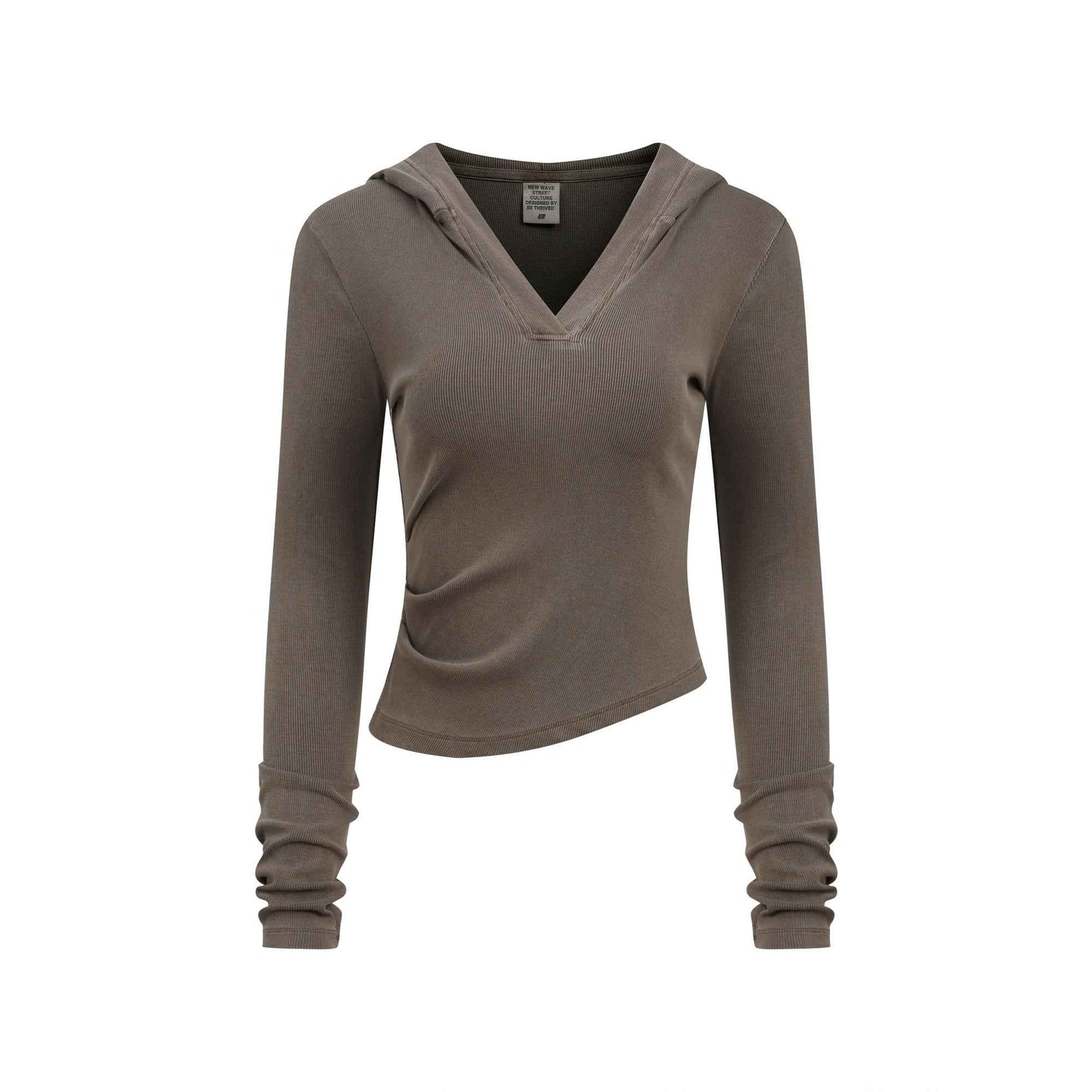 275GSM Women’s Slim-Fit Pigment-Wash Long-Sleeve Sweatshirt