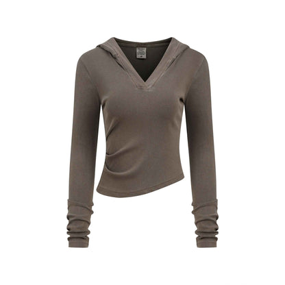 275GSM Women’s Slim-Fit Pigment-Wash Long-Sleeve Sweatshirt