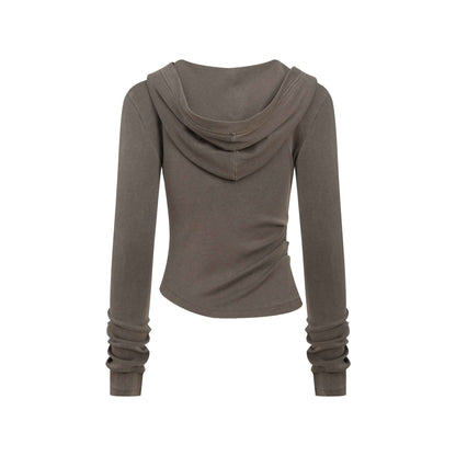 275GSM Women’s Slim-Fit Pigment-Wash Long-Sleeve Sweatshirt